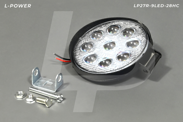 Фара доп. рабочая круглая, направленный свет, 9 диодов 27W (115х28х142) LED 12/24V L-POWER LP27R-9LED-28HC