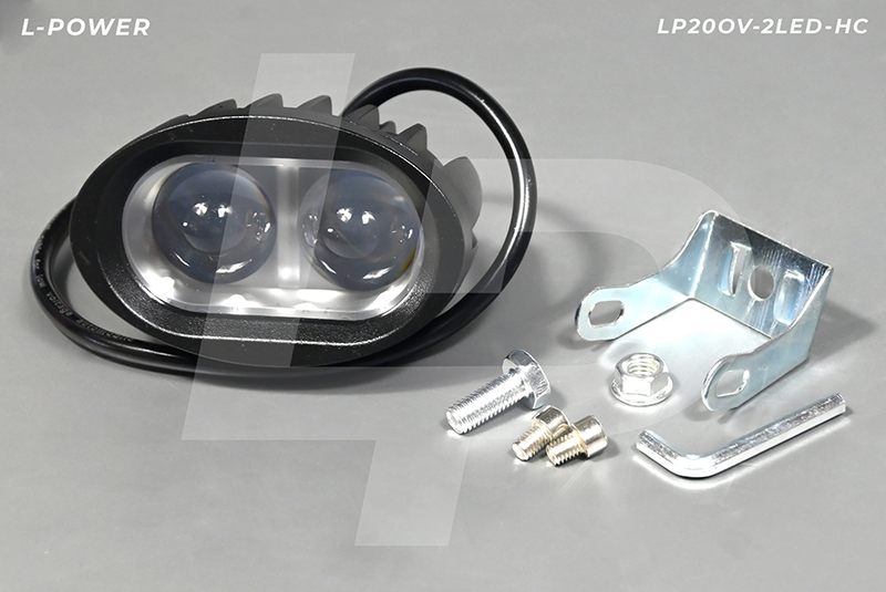 Фара доп. рабочая овальная, направленный свет, 2 диода, 20W (96х71х80) LED 12/24V L-POWER LP20OV-2LED-HC