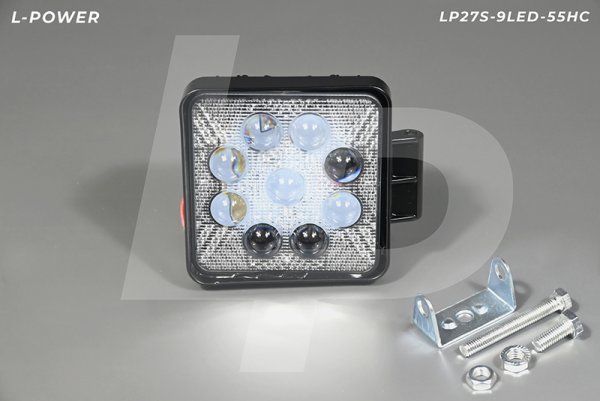 Фара доп. рабочая квадратная, направленный свет, 9 диодов 27W (110х55х140) LED 12/24V L-POWER LP27S-9LED-55HC