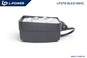 Фара доп. рабочая квадратная, направленный свет, 9 диодов 27W (110х55х140) LED 12/24V L-POWER LP27S-9LED-55HC