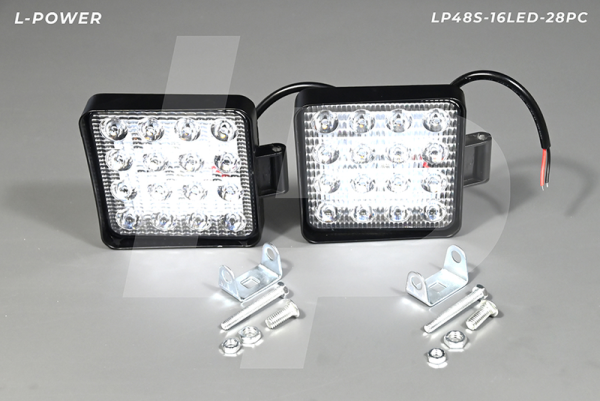 Фара доп. рабочая квадратная, рассеиваемый свет, 16 диодов,48W,(110х28х140) LED 12/24V L-POWER LP48S-16LED-28PC