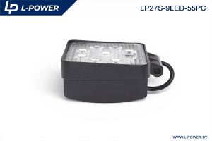 Фара доп. рабочая квадратная, рассеиваемый свет, 9 диодов 27W (110х55х140) LED 12/24V L-POWER LP27S-9LED-55PC