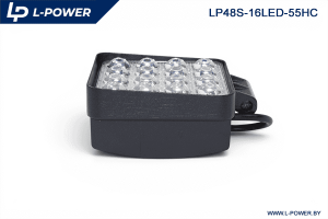 Фара доп. рабочая квадратная, направленный свет, 16 диодов 48W (110х55х140) LED 12/24V L-POWER LP48S-16LED-55HC