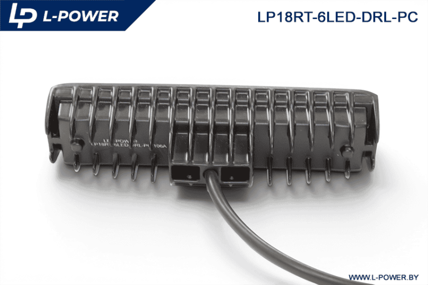 Фара доп. прямоугольная - ДХО, рассеиваемый свет, 6 диодов, 18W, 12/24V LED L-POWER LP18RT-6LED-DRL-PC
