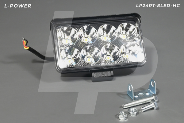 Фара доп. рабочая прямоугольная, направленный свет, 8 диодов, 24W (108х152х65) LED 12/24V L-POWER LP24RT-8LED-HC