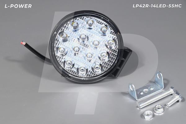 Фара доп. рабочая круглая, направленный свет, 14 диодов 42W (115х55х142) LED 12/24V L-POWER LP42R-14LED-55HC