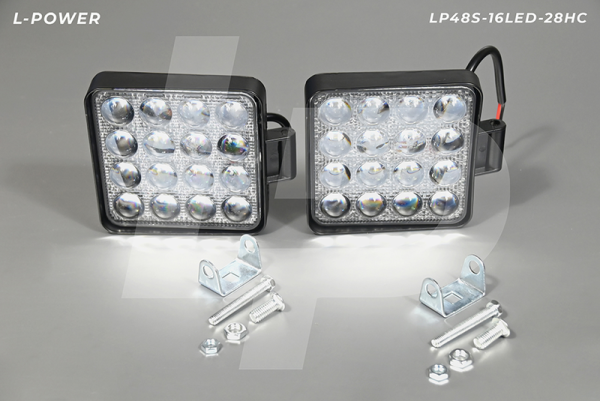 Фара доп. рабочая квадратная, направленный свет, 16 диодов 48W (110х28х140) LED 12/24V L-POWER LP48S-16LED-28HC