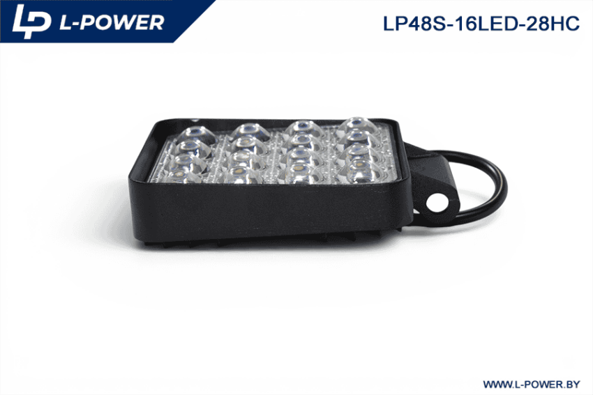 Фара доп. рабочая квадратная, направленный свет, 16 диодов 48W (110х28х140) LED 12/24V L-POWER LP48S-16LED-28HC
