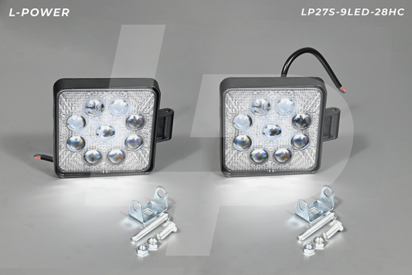 Фара доп. рабочая квадратная, направленный свет, 9 диодов 27W (100х28х140) LED 12/24V L-POWER LP27S-9LED-28HC