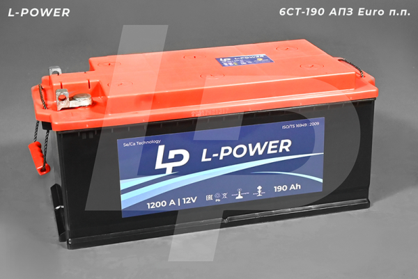 Аккумулятор Кайнар "L-POWER" +справа болт 6СТ-190 АПЗ Euro п.п.