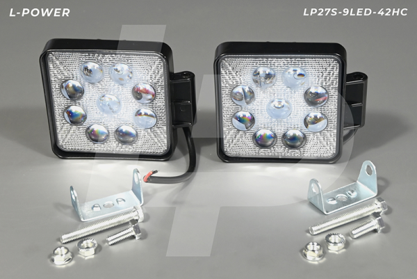 Фара доп. рабочая квадратная, направленный свет, 9 диодов 27W (110х42х140) LED 12/24V L-POWER LP27S-9LED-42HC