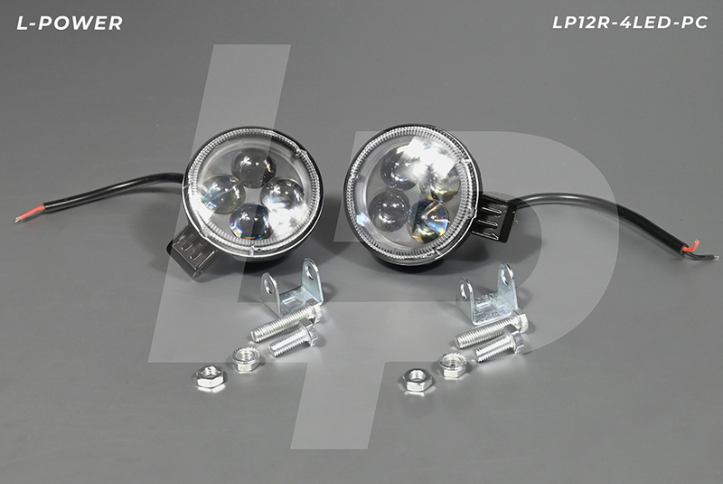 Фара доп. рабочая круглая, рассеиваемый свет, 4 диода, 12W (82х120х52) LED12/24V L-POWER LP12R-4LED-PC