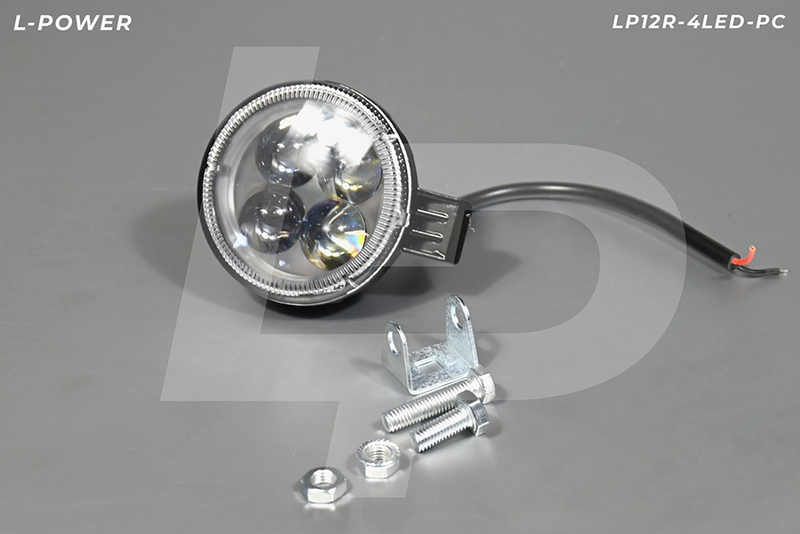 Фара доп. рабочая круглая, рассеиваемый свет, 4 диода, 12W (82х120х52) LED12/24V L-POWER LP12R-4LED-PC