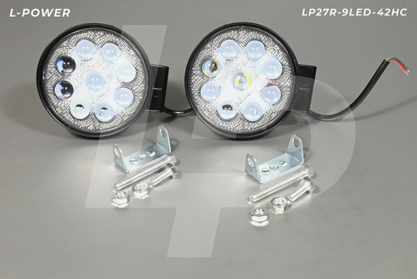 Фара доп. рабочая круглая, направленный свет, 9 диодов 27W (115х42х142) LED 12/24V L-POWER LP27R-9LED-42HC