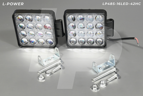 Фара доп. рабочая квадратная, направленный свет, 16 диодов 48W (110х42х140) LED 12/24V L-POWER LP48S-16LED-42HC