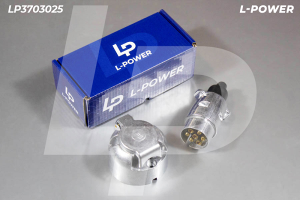 Разъем электрический (комплект вилка+розетка) прицепа 7кон., металл L-POWER LP3703025