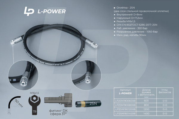 S19х1400 D-08.2SN РВД L-POWER LP2SN19014008