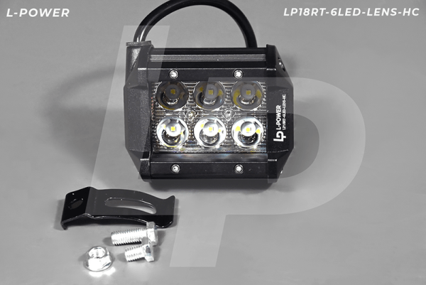 Фара доп. рабочая прямоугольная, направленный свет, 6 диодов, линз., 18W LED 12/24V L-POWER LP18RT-6LED-LENS-HC