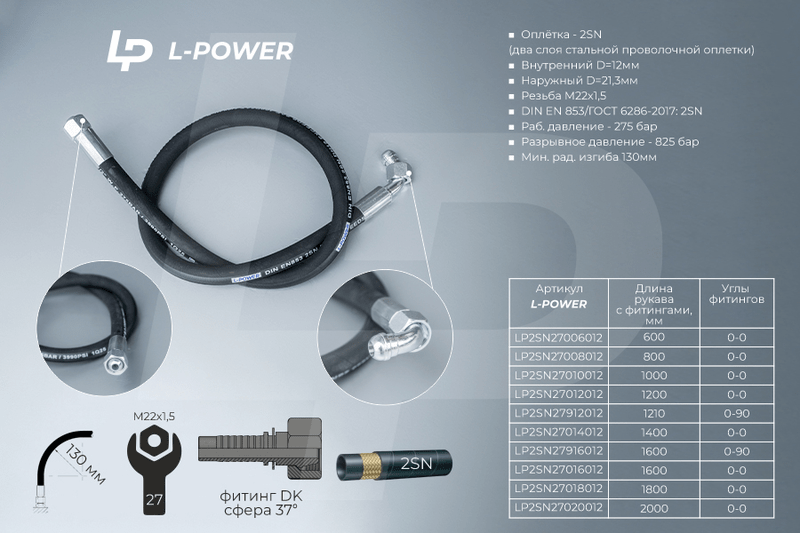 S27х1600 D-12.2SN РВД L-POWER LP2SN27016012