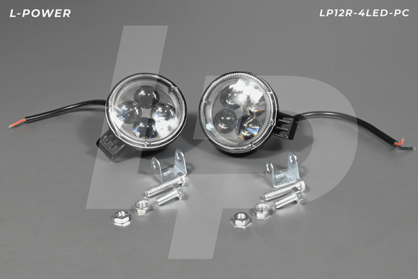 Фара доп. рабочая круглая, рассеиваемый свет, 4 диода, 12W (82х120х52) LED12/24V L-POWER LP12R-4LED-PC