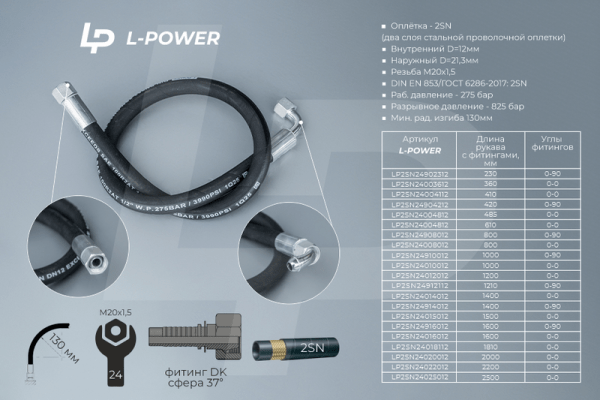S24х1600 D-12.2SN РВД L-POWER LP2SN24016012